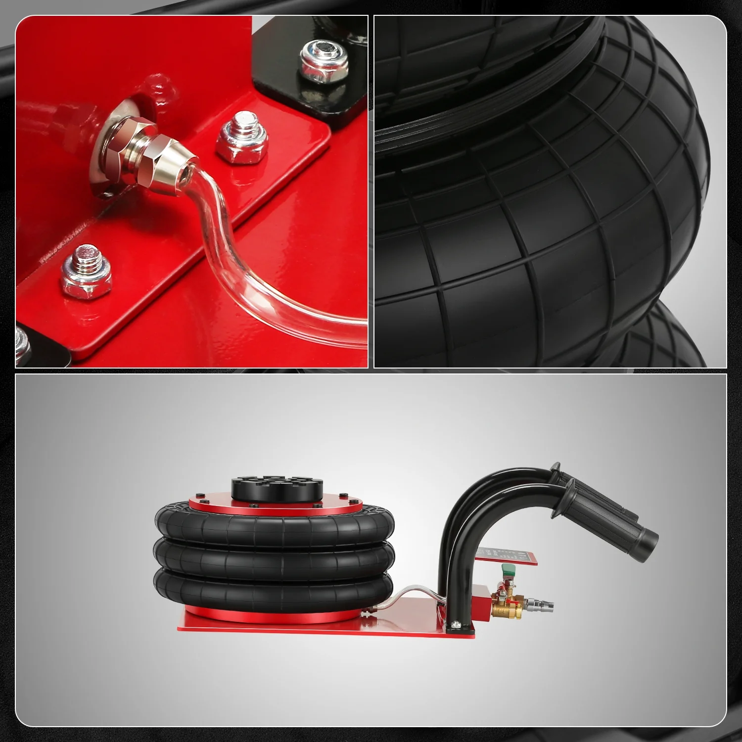 7700lbs 5.9 in. -15.7 in. Short Handle Air Bag Jack<br>w/5 Built Steel Tubes - Image 7