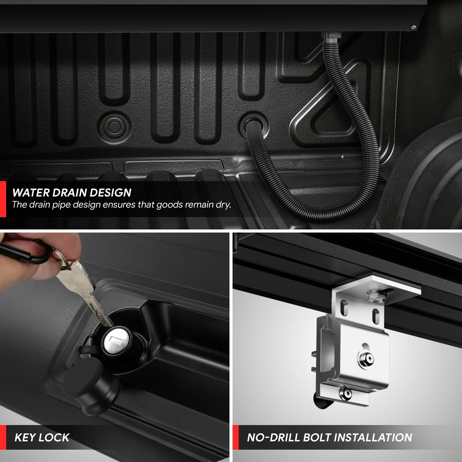 5.8Ft Bed Retractable Tonneau Cover<br>14-26 Chevy Silverado 1500, GMC Sierra 1500 - Image 8