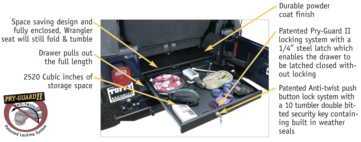 Full Width Rear Bench Underseat Drawer <br>76-86 CJ7, 87-95 Wrangler YJ, 97-06 TJ - Image 2