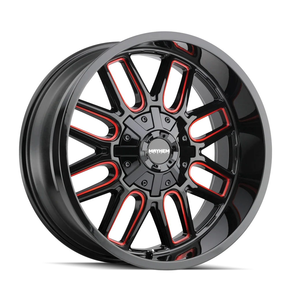 Cogent 8107 Black w/ Prism Red Wheel <br> 20x9 / 5x139.7 BP / 0mm Offset / 110mm Hub