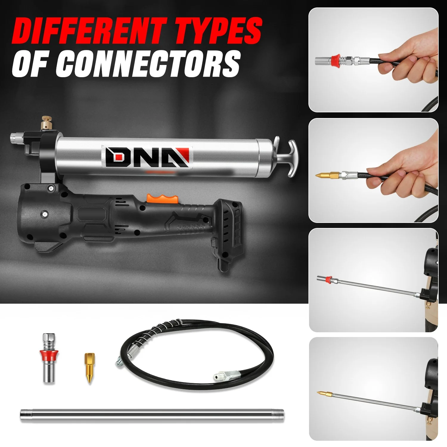 LED Indicator Light Cordless Lithium Grease Gun Kit<br>w/1 Charger, 21V Lithium Battery - Image 6