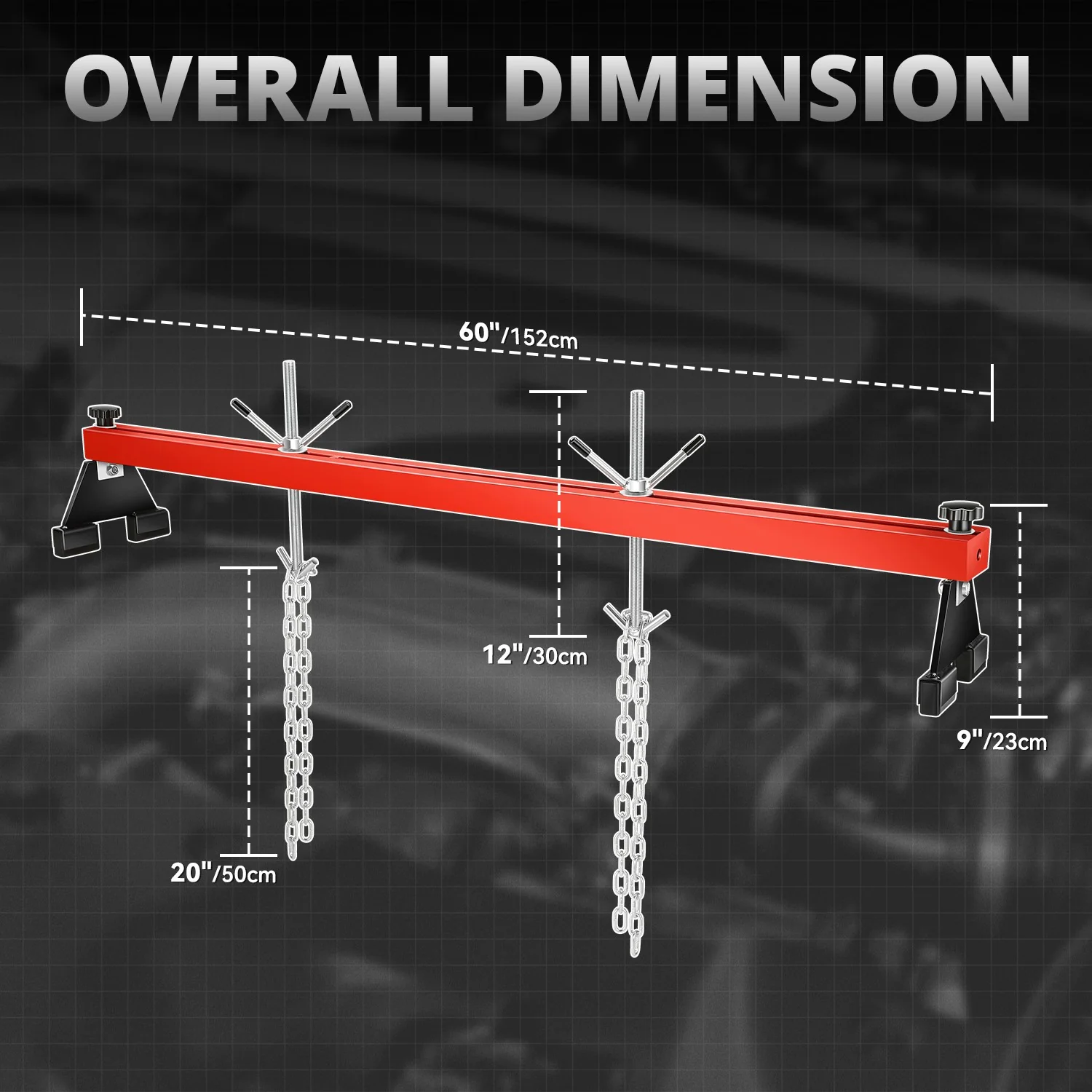 Adjustable Support Base 660lbs Engine Support Bar<br>Overall Dimension 60 in. x 9 in. - Image 5