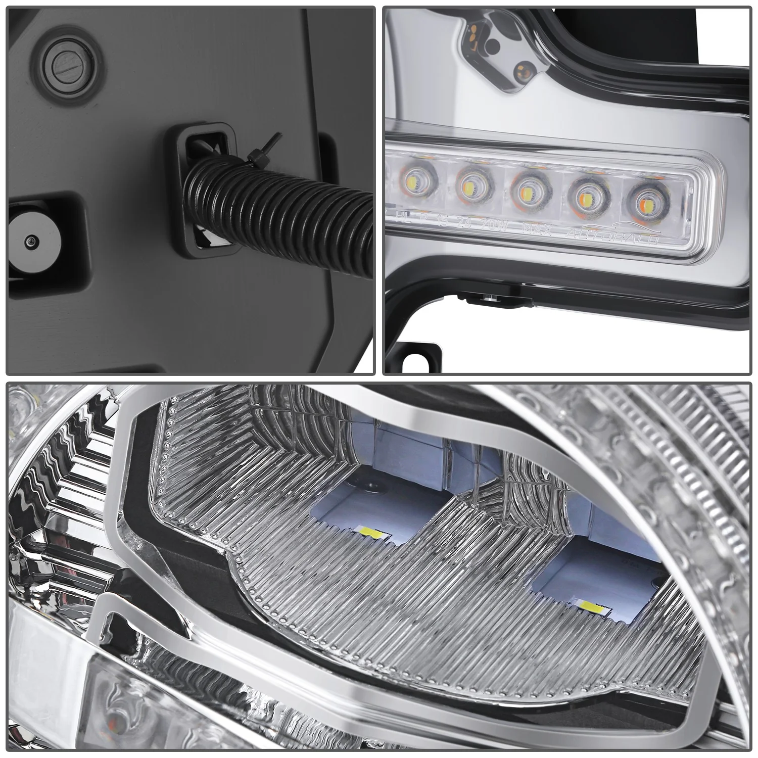 Chrome Housing Amber/White LED Switch Back Headlights<br>21-26 Ford Bronco - Image 8