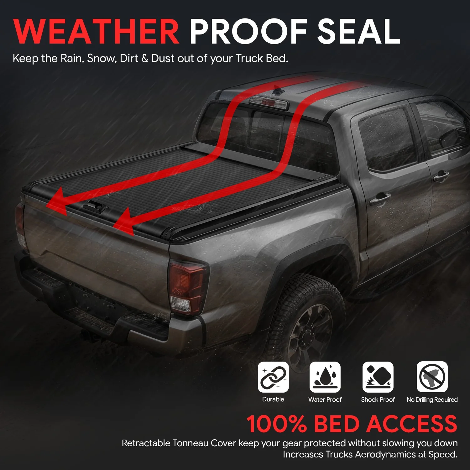 5.5Ft Bed Retractable Tonneau Cover<br>09-26 Ford F-150 - Image 4