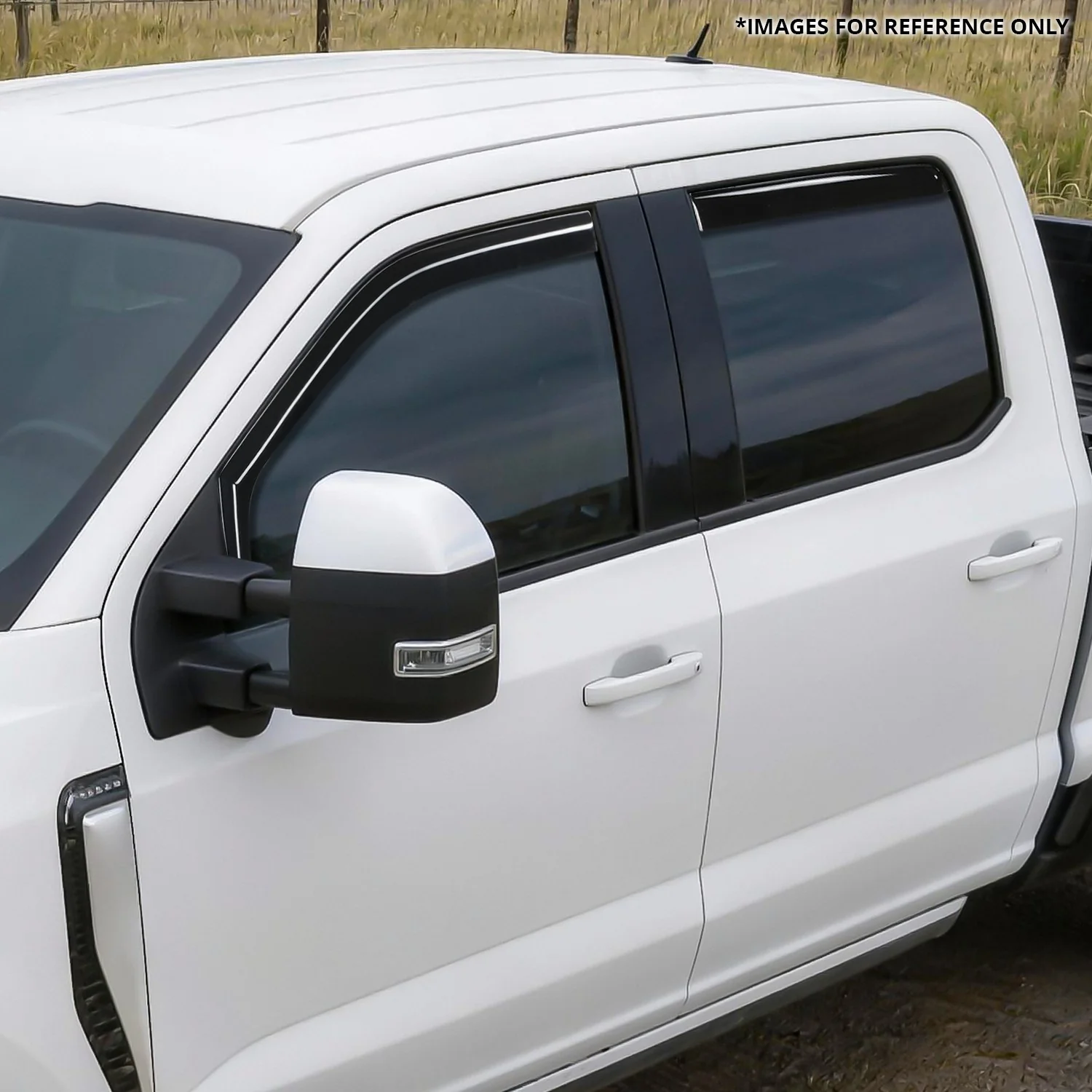 4Pcs Window Visors Guard Deflector<br>17-26 Ford F-250 F-350 F-450 Super Duty Crew Cab - Image 6