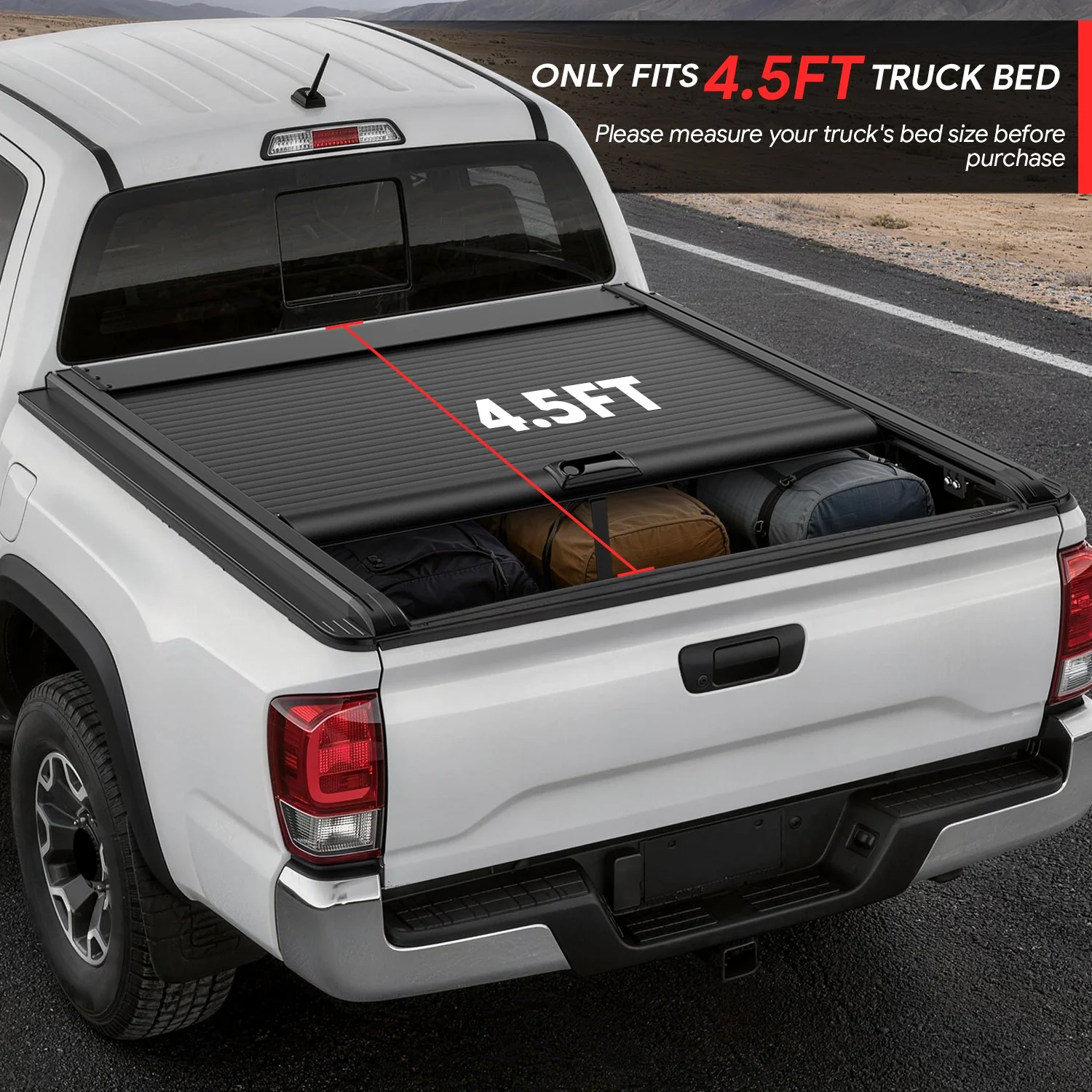 4.5Ft Bed Retractable Tonneau Cover<br>22-26 Ford Maverick - Image 5