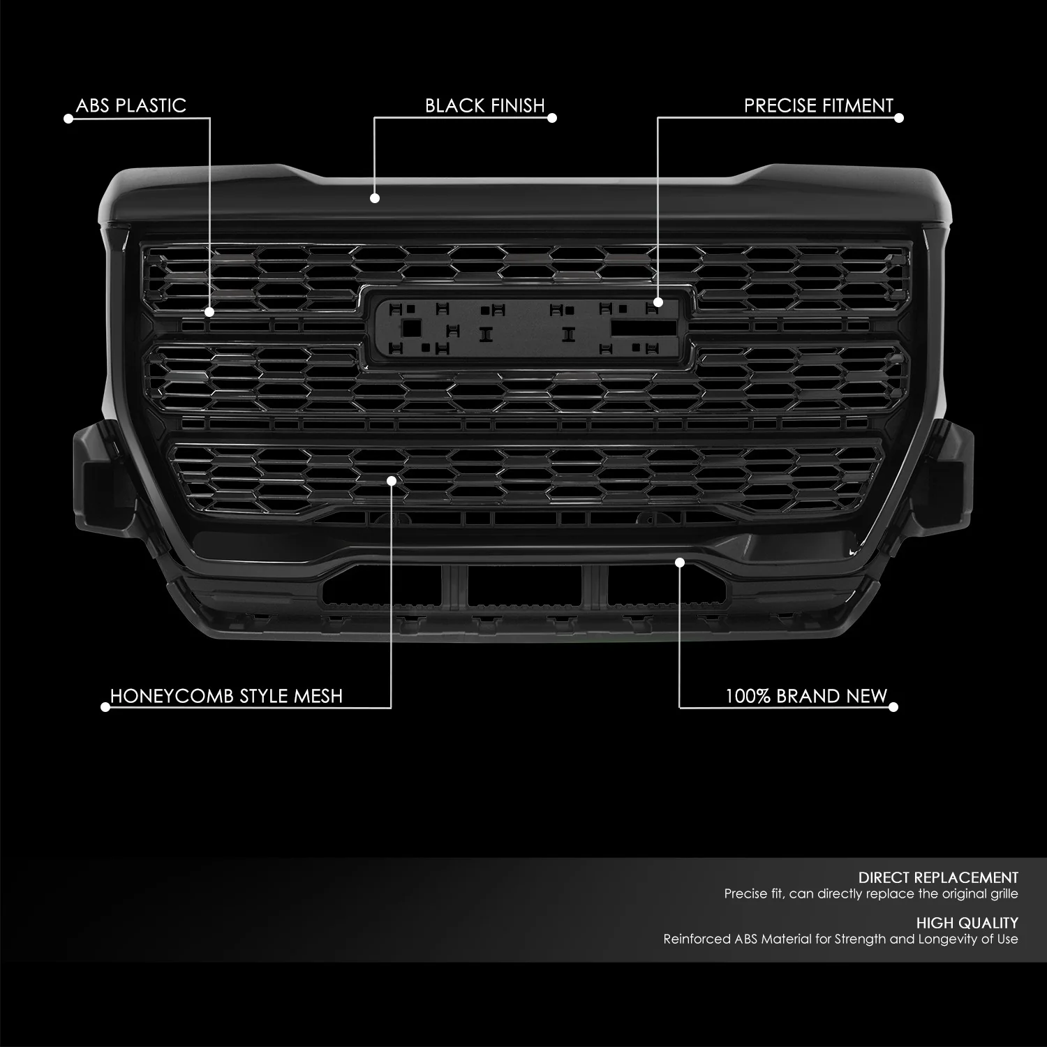 Black Honeycomb Style Mesh Front Upper Grille<br>21-22 GMC Canyon - Image 2