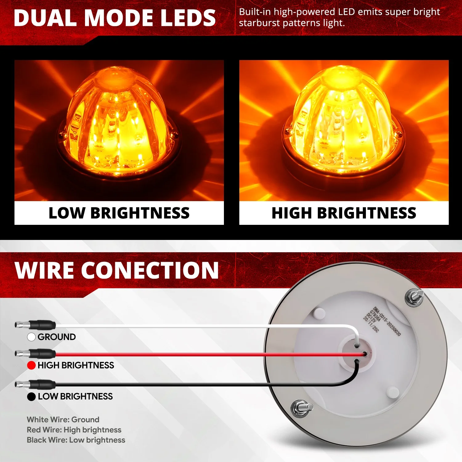 2Pcs LED Watermelon Light Clear Lens<br>Universal - Image 3