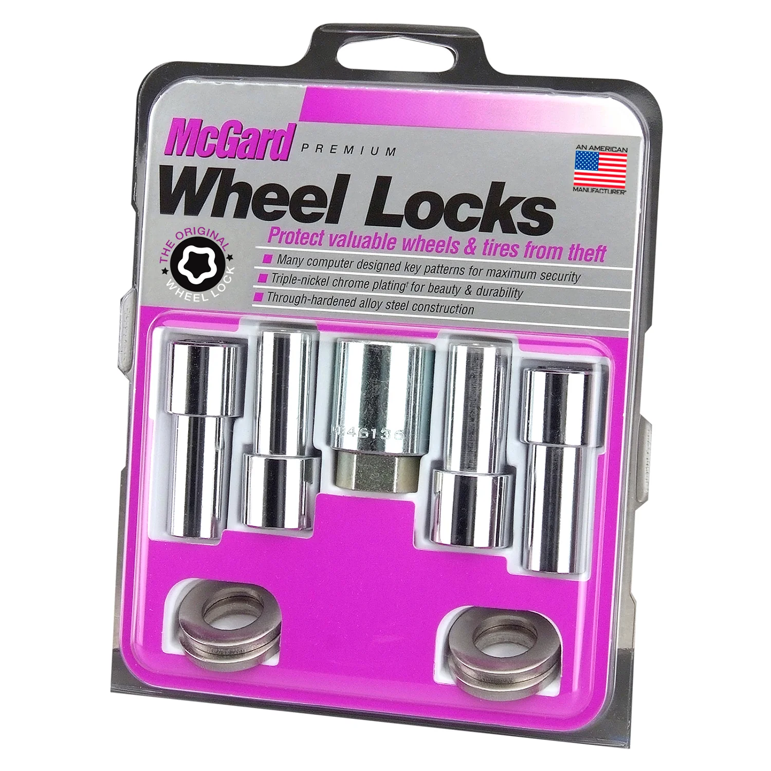 4-pack X-Long Shank Seat Exposed Wheel Lock Nuts <br> M12 x 1.5 Thread, 19 & 21mm Dual Hex x 2.165in L - Image 3