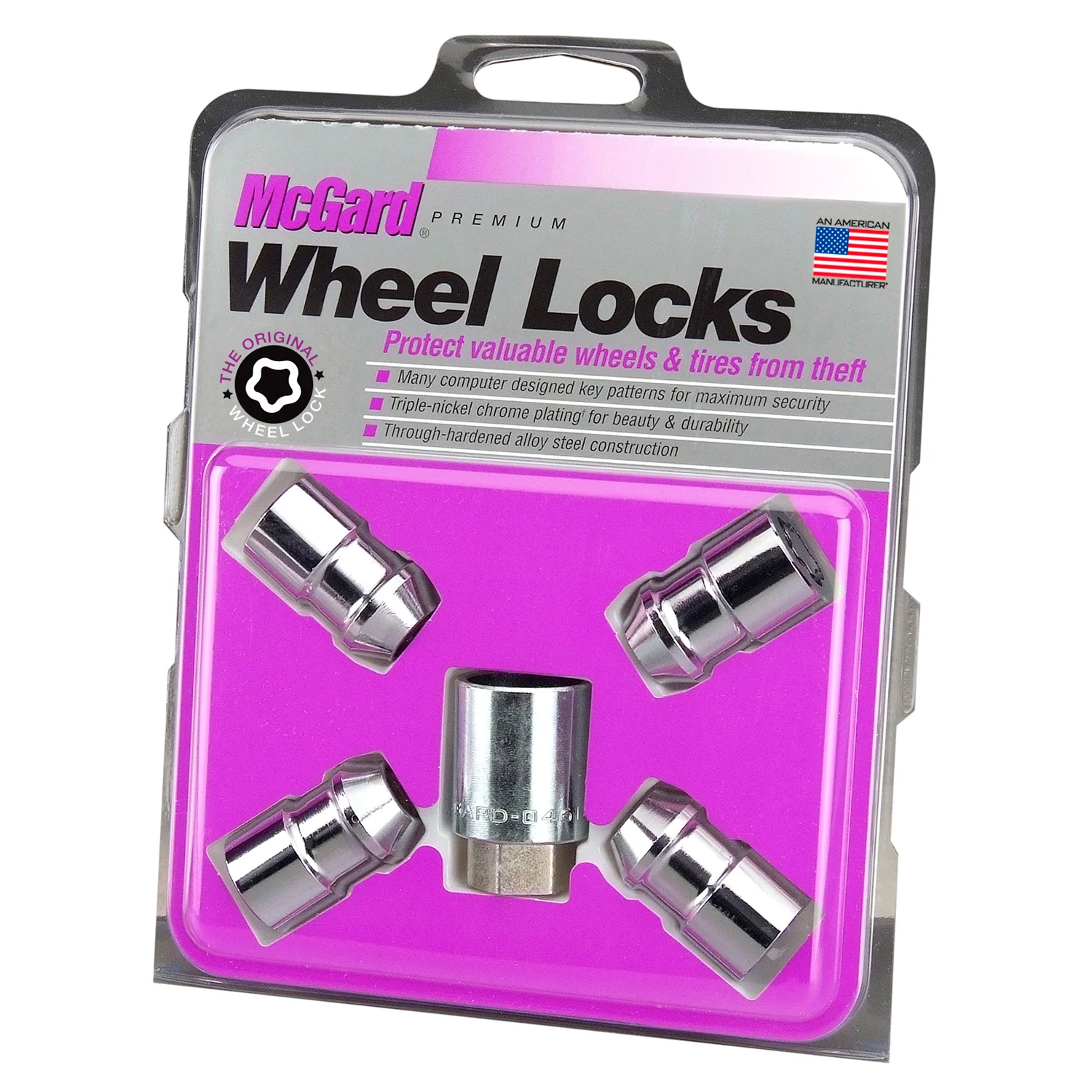 4-Pack Cone Seat Exposed Wheel Lock Nuts <br> 7/16-20 Thread, 3/4 & 13/16in Dual Hex x 1.46in L - Image 3