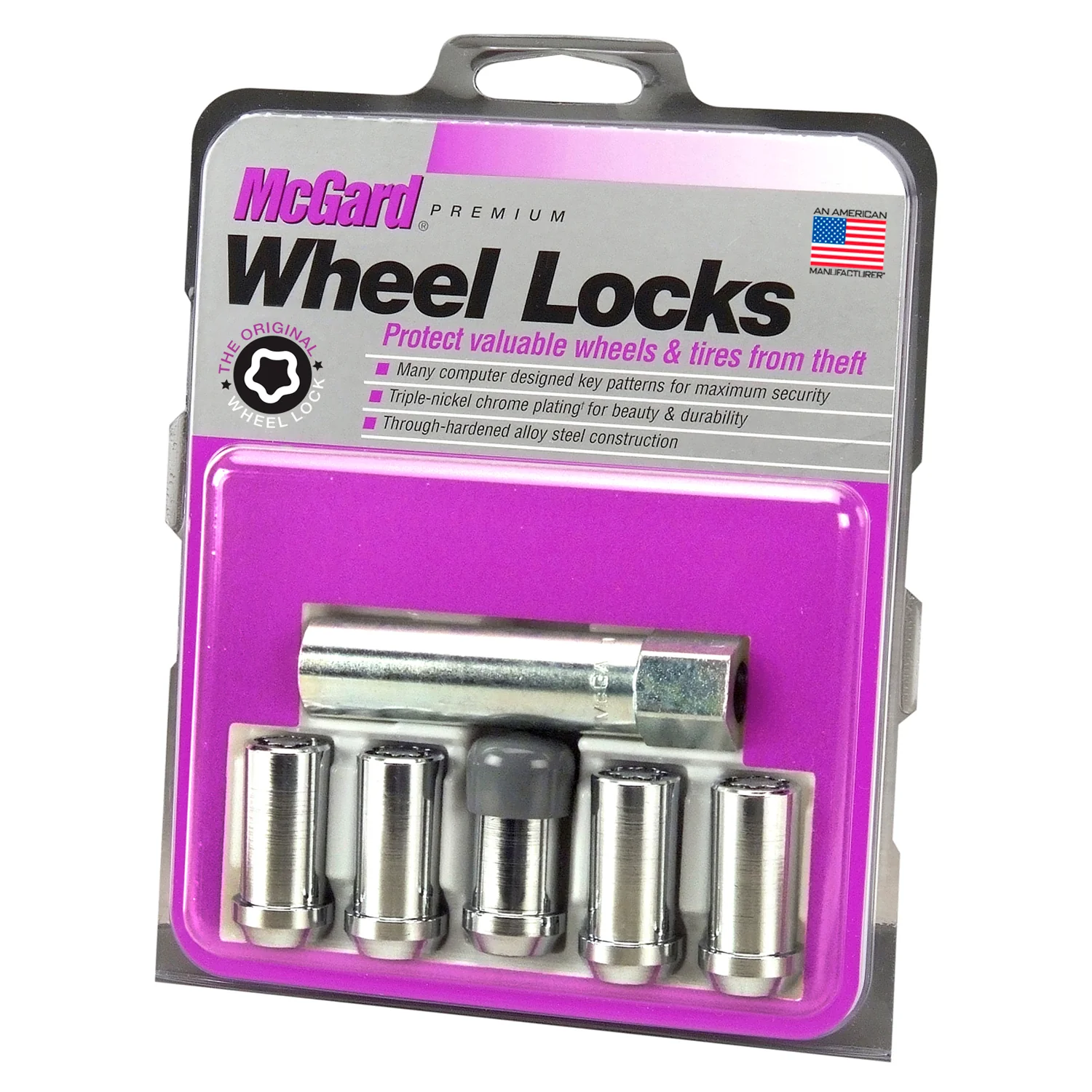 5-pack Tuner Style Cone Seat Wheel Locks <br> 1/2-20 Thread, 13/16in Hex x 1.60in L - Image 3