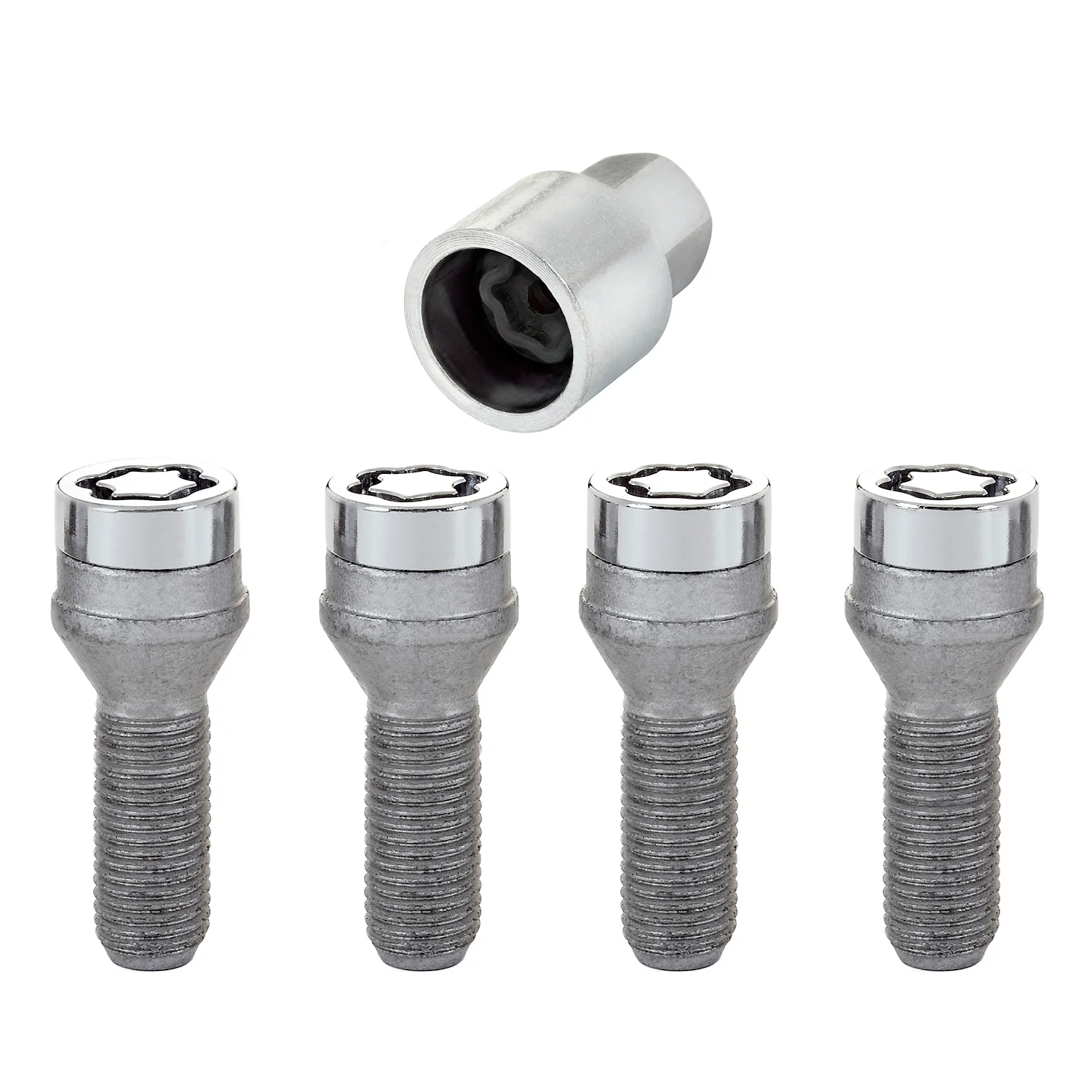 4-Pack Cone Seat Wheel Lock Bolts <br> M14 x 1.5, 19mm Hex, 31.0mm Shank Length
