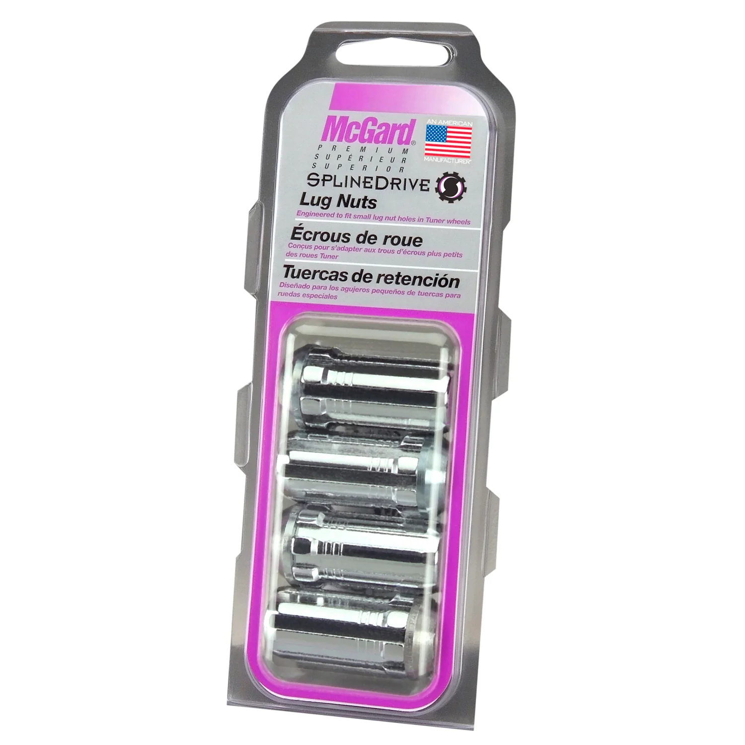 4-Pack SplineDrive Cone Seat Lug Nuts <br> 1/2-20 Thread, 13/16in Hex x 1.60in L - Image 3
