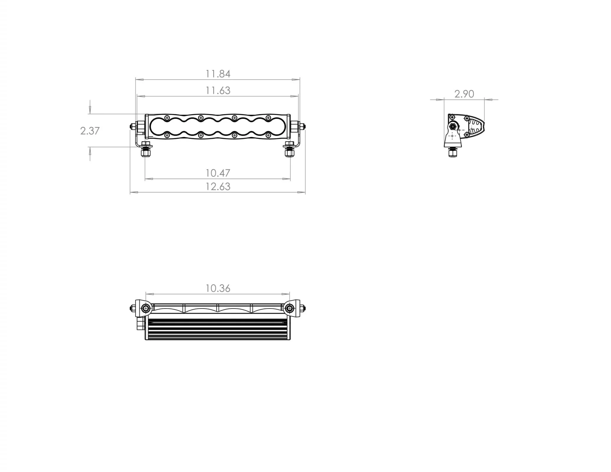 S8 Series Wide Driving Pattern 10in LED Light Bar <br> Length 10in X Depth 3in X Height 1.6in - Image 2