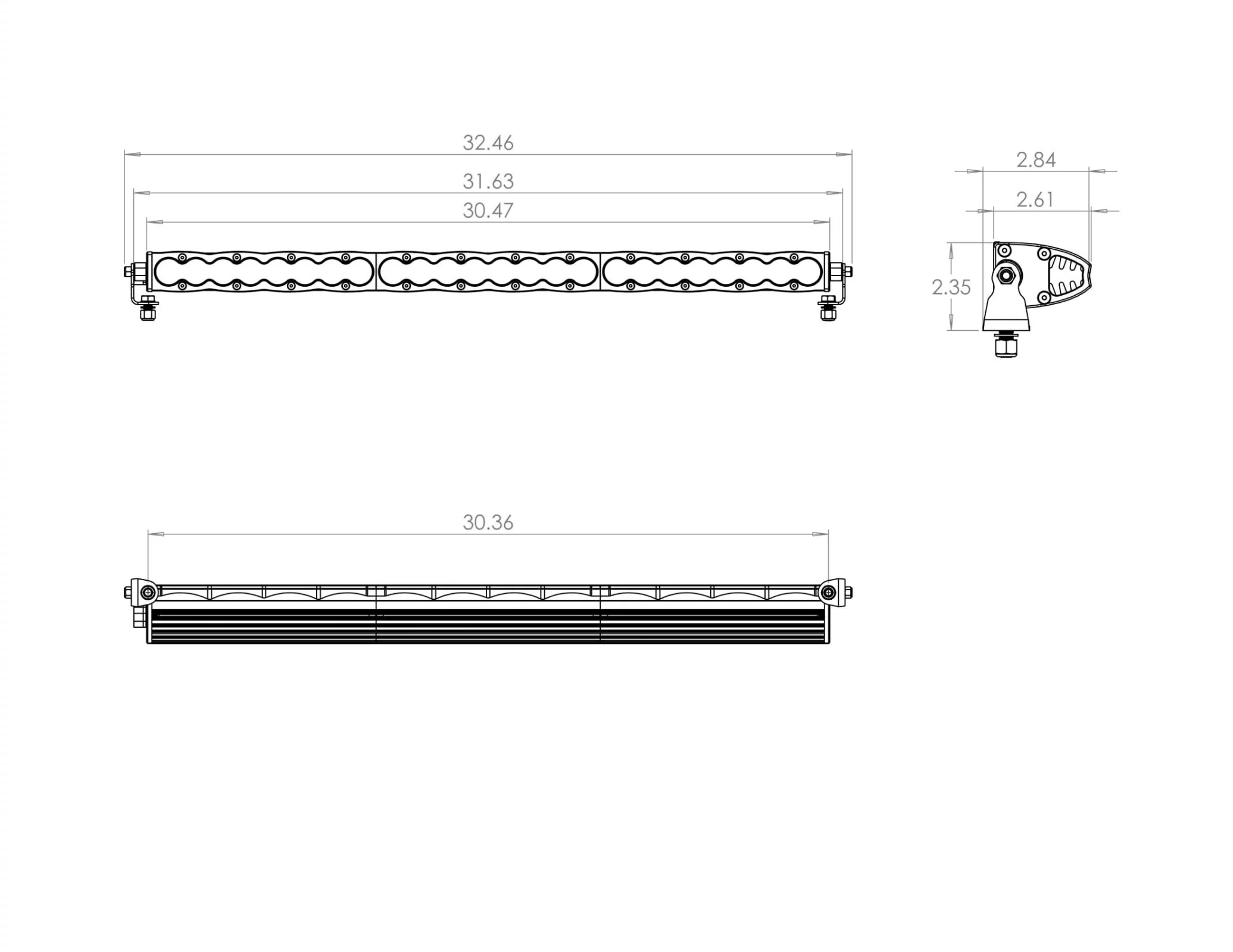 S8 Series Work/Scene Pattern 30in LED Light Bar <br> Length 30in X Depth 3in X Height 1.6in - Image 2