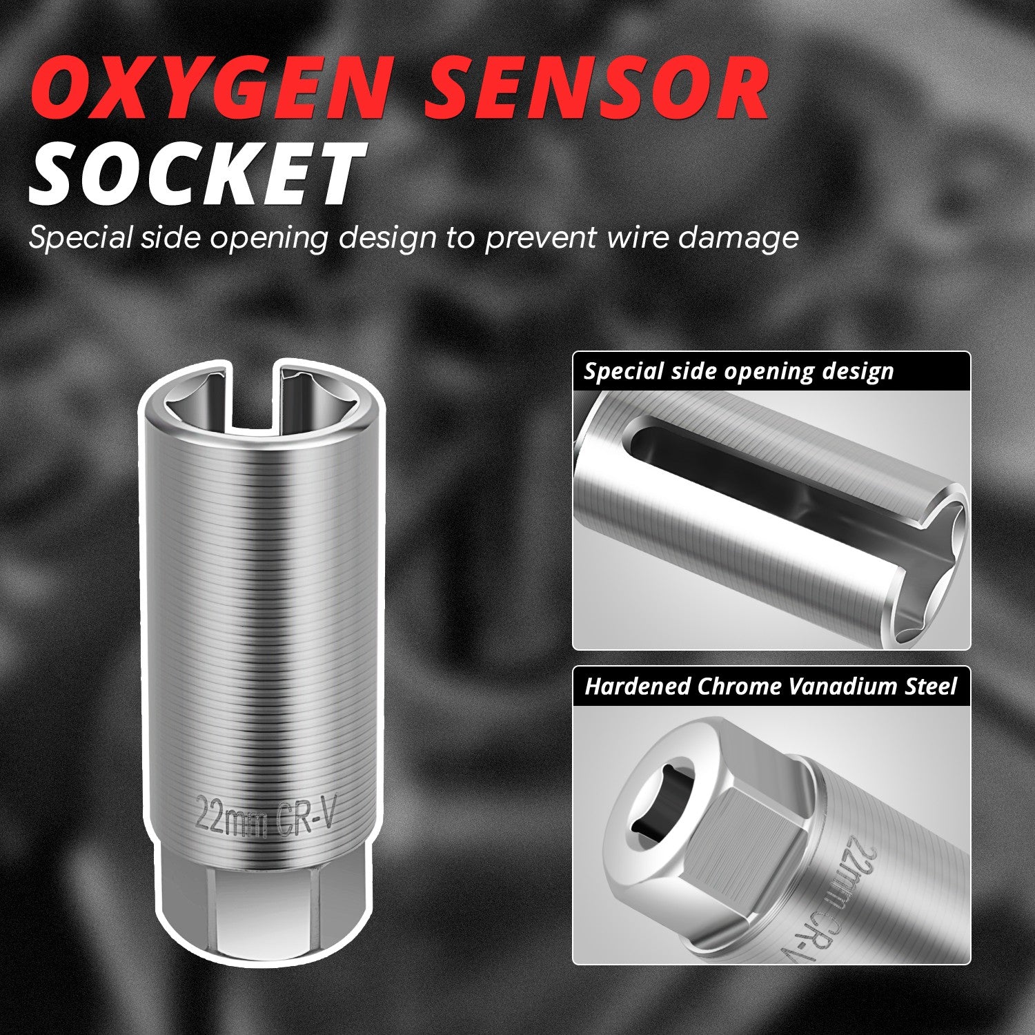 6-Point Oxygen Sensor Socket Removal Tool<br>w/ 5 Interchangeable Socket Heads - Image 4