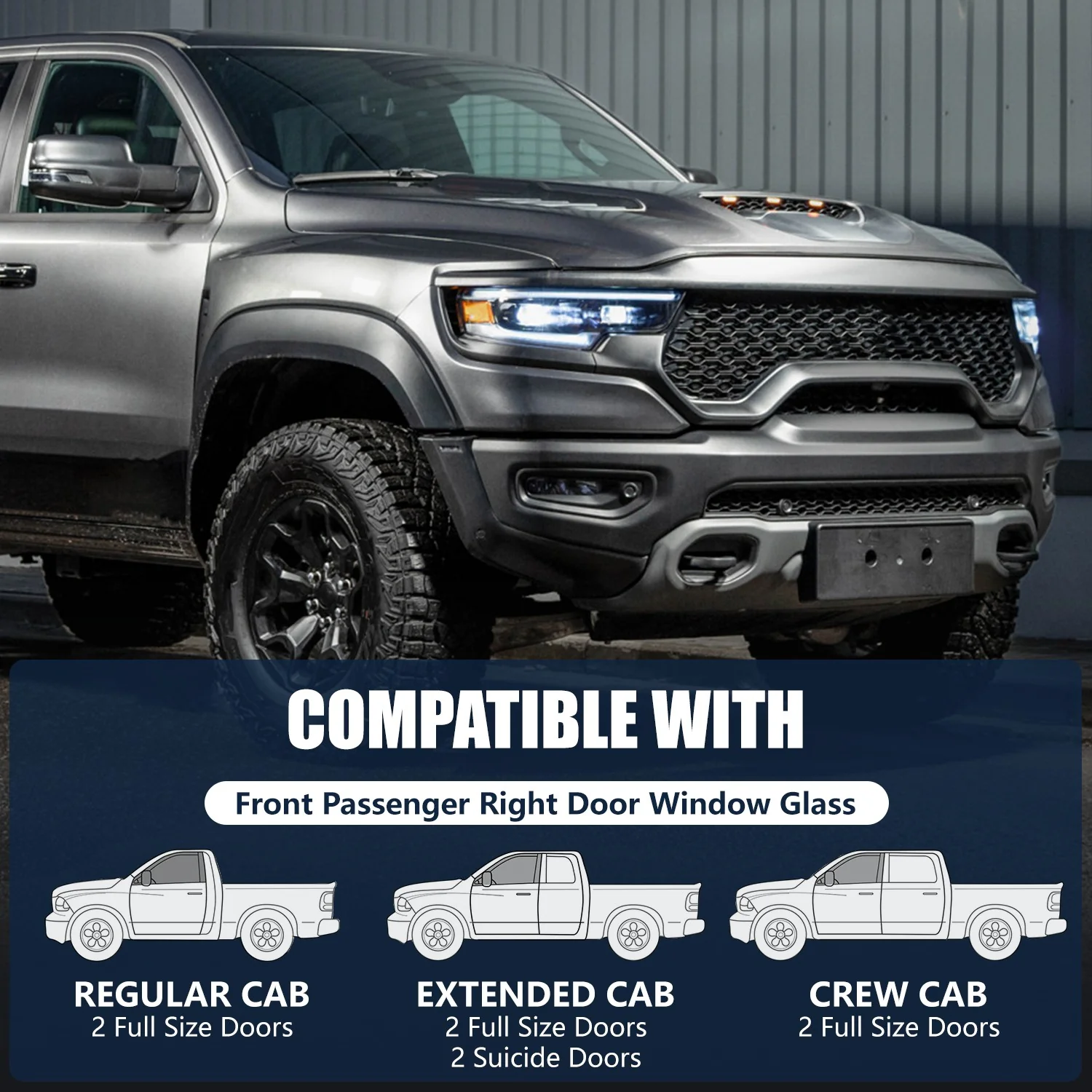 Front Passenger Right Door Window Tempered Glass<br>09-18 Dodge Ram 1500, 19-24 Classic, 10-18 2500 3500 - Image 5