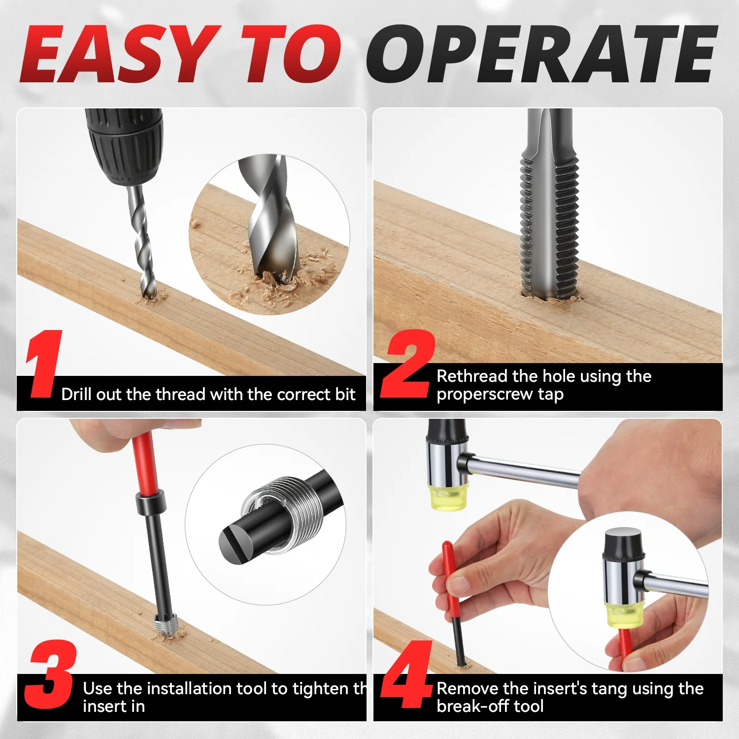 261Pcs Helicoil Type Thread Repair Kit Set <br>Rethread Stripped Metric w/Heavy Duty Plastic Case - Image 6
