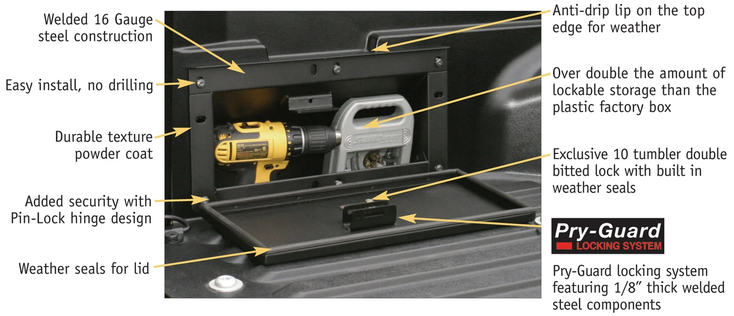 Truck Bed Side Lockbox <br>05-22 Toyota Tacoma - Image 2