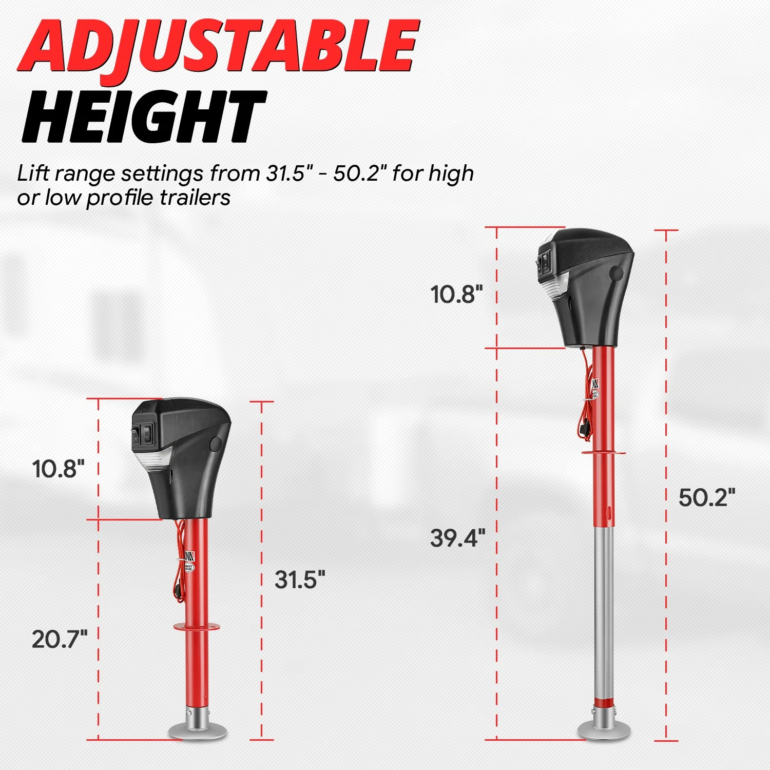 12V DC 3500lbs Electric Power Tongue Trailer Jack<br>Lifting Range To Be 31.5 in-50.2 in. - Image 5