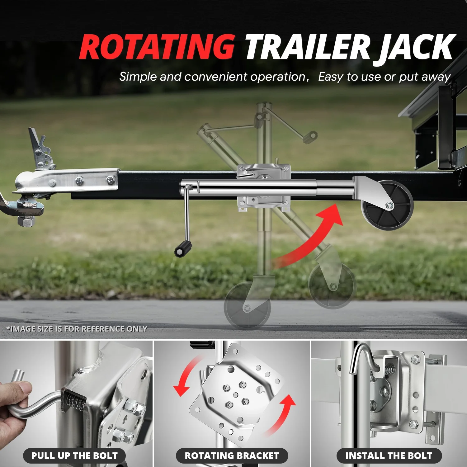 1000LBS Dual Wheel Tongue Trailer Tongue Jack<br>Lifting RangeTo Be 12.6-22.8 in. - Image 4