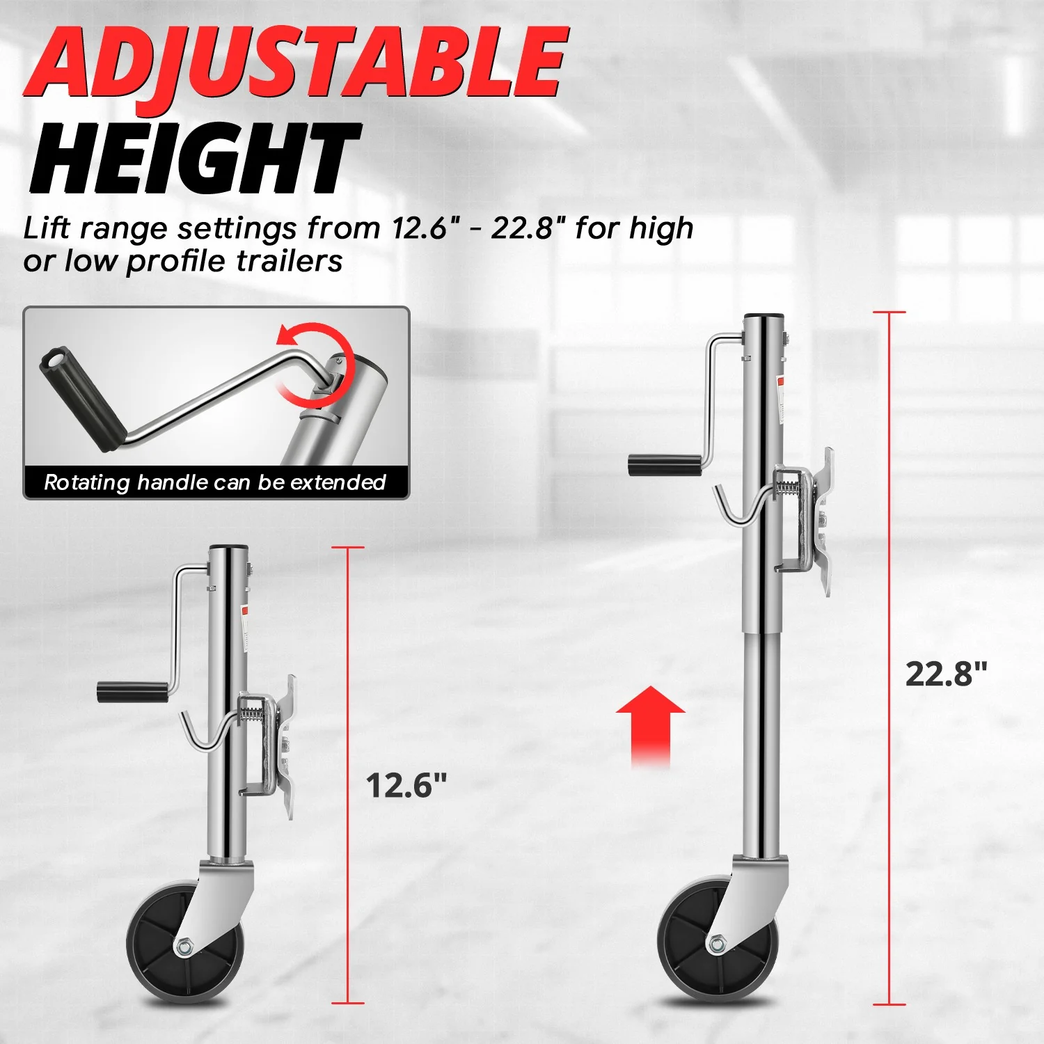 1000LBS Dual Wheel Tongue Trailer Tongue Jack<br>Lifting RangeTo Be 12.6-22.8 in. - Image 5