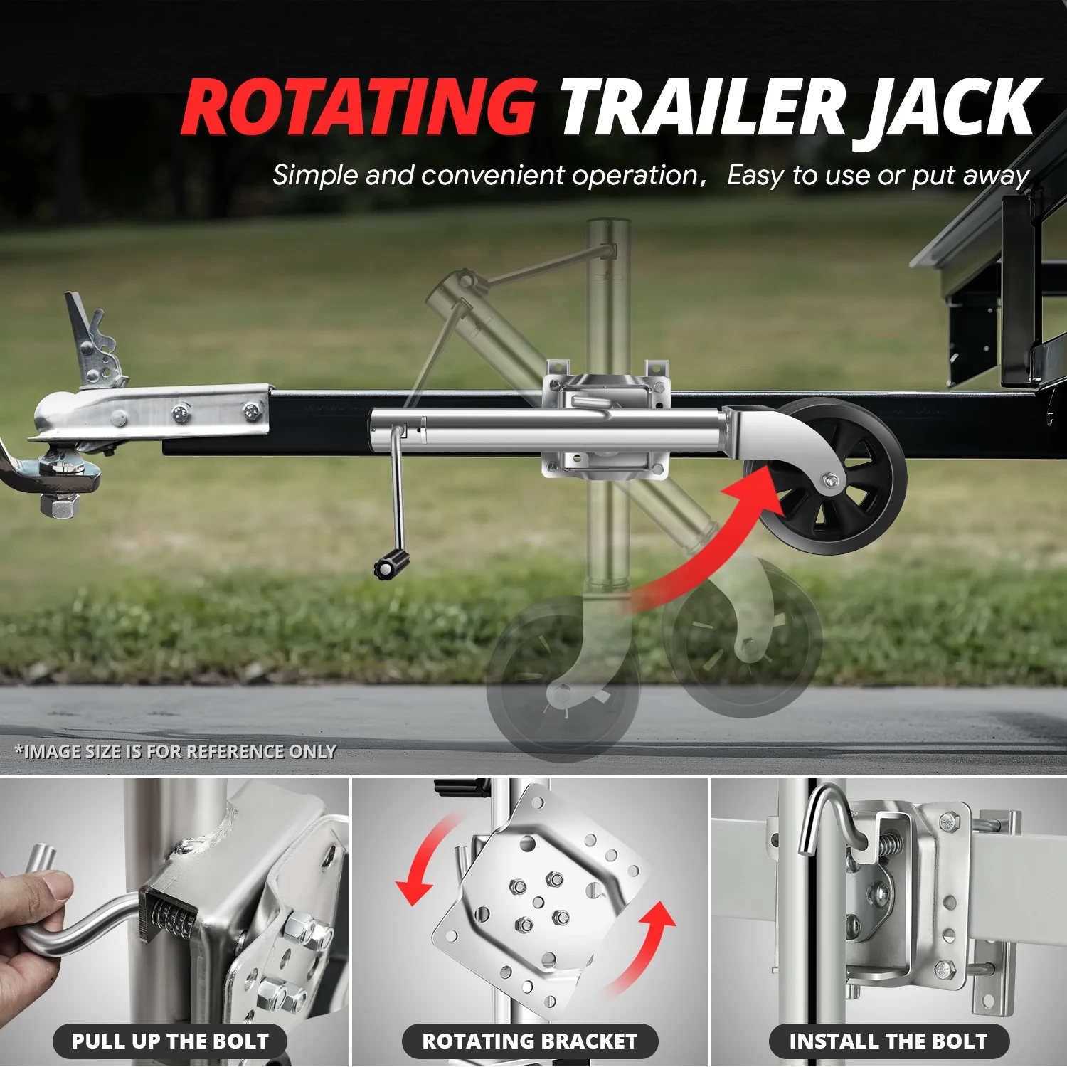 26-37 in. 2000lbs Dual Wheel Trailer Jack<br>Fits 1.96 to 4.52 in. Trailer Tongues - Image 4